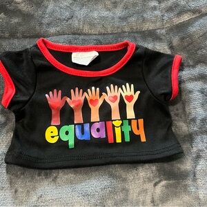 Build-A-Bear Workshop Equality T-shirt Black/Red Rainbow Letters Plush Tee